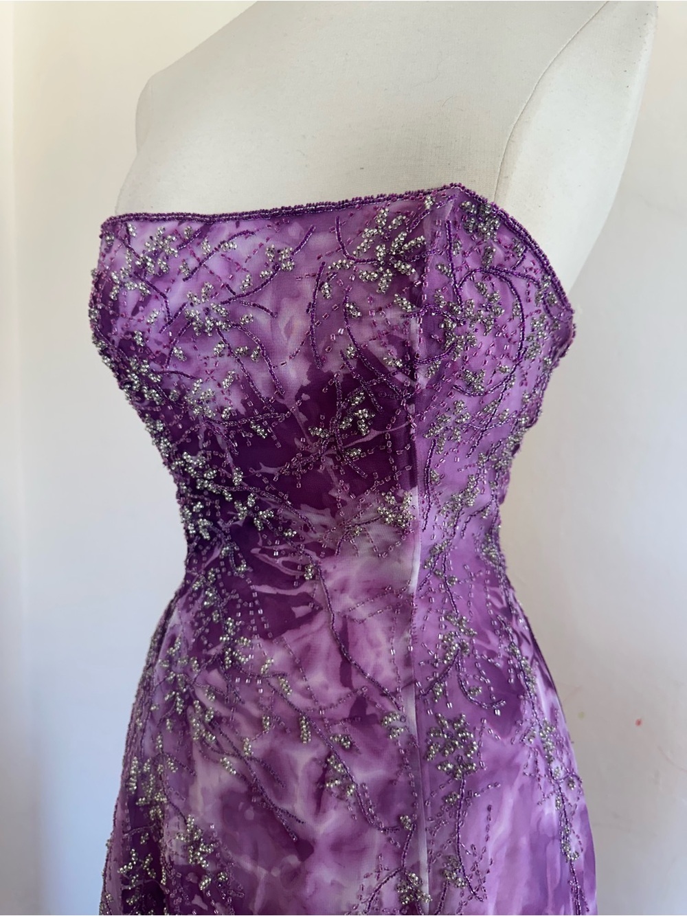 Nadine 2000s Fairy Prom Dress Purple Embellished Beaded Lace Up Back Size XS - Picture 7 of 16